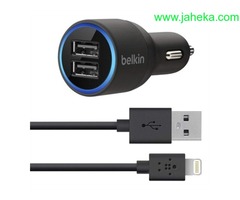 Cargador dual del coche del USB w / 1.2m Rayo cable, Negro